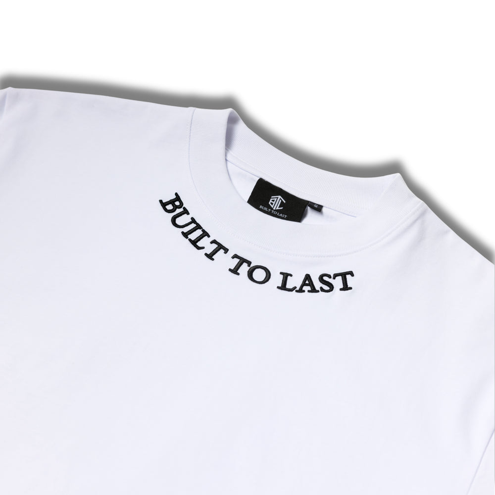 Built to Last Legacy Tee White featuring embroidered Built to Last logo on premium heavyweight white cotton T-shirt