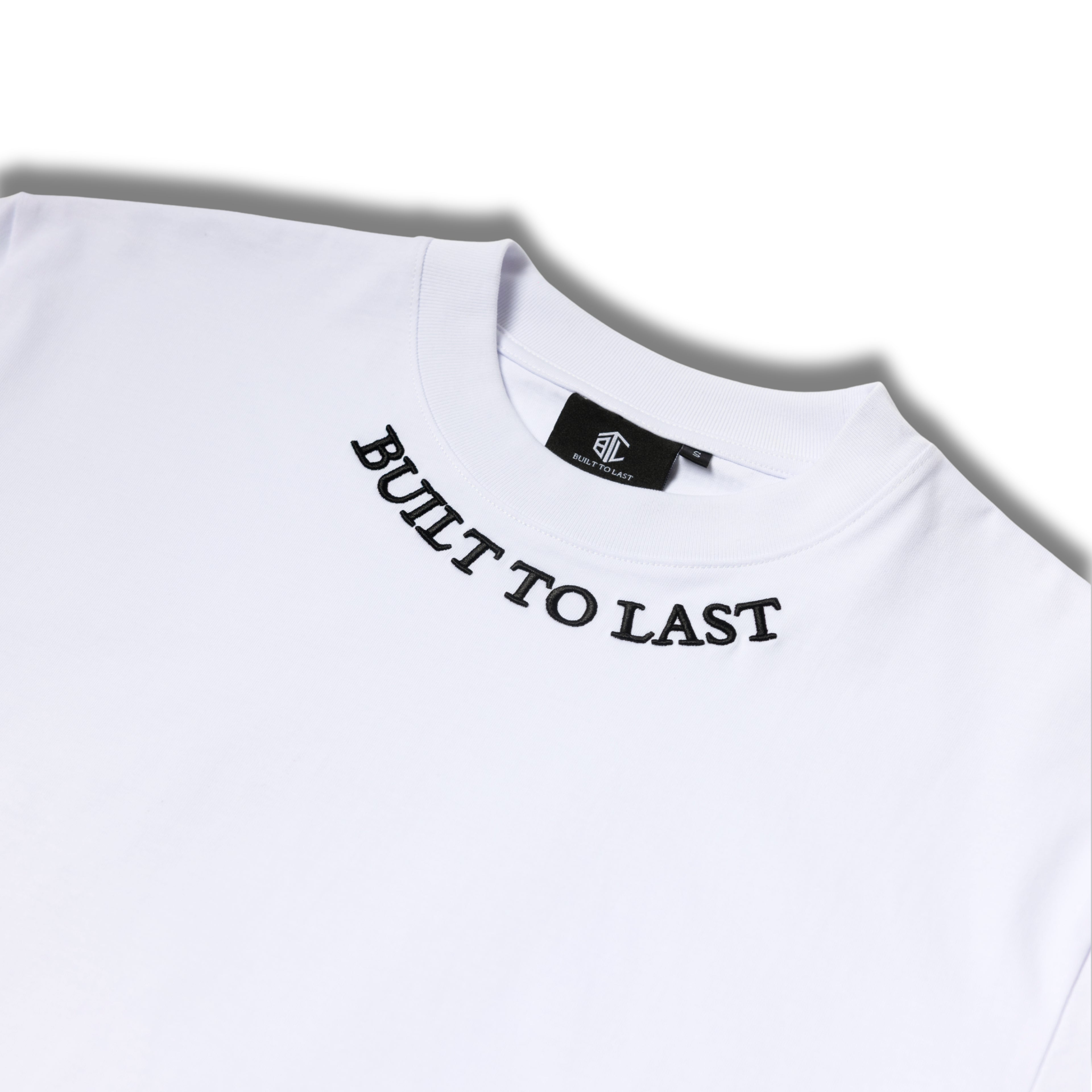 Built to Last Legacy Tee White featuring embroidered Built to Last logo on premium heavyweight white cotton T-shirt